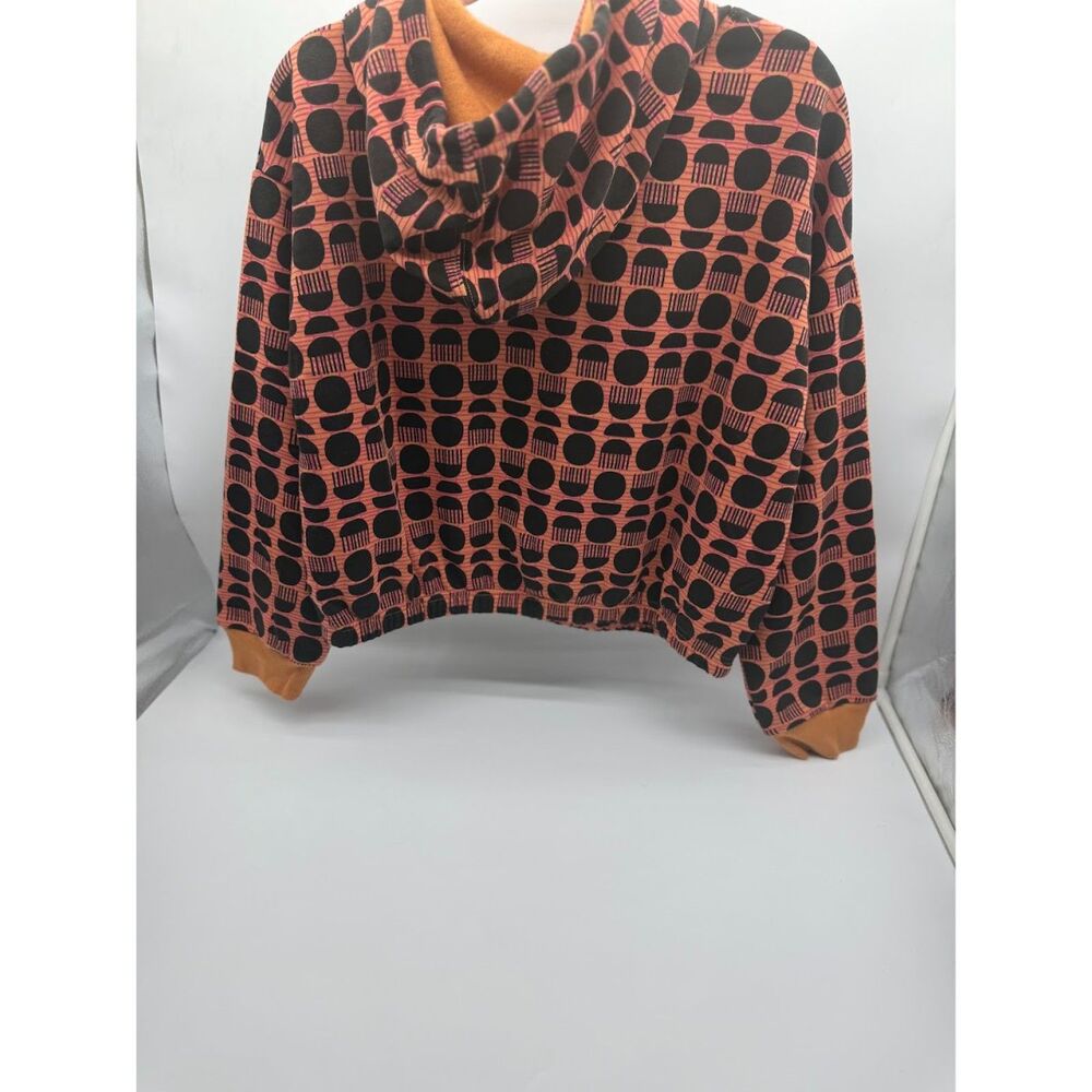 Target Women's Size Medium Black and Orange Patterned Hoodie Pullover - Picture 3 of 7